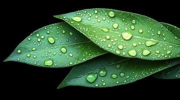 Fresh green leaves adorned with droplets sparkle in elegant simplicity and beauty photo