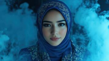 Captivating portrait capturing elegance and serenity in a dreamlike atmosphere photo