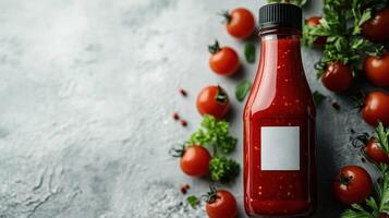 Tasty tomato sauce with ripe tomatoes and herbs sparks culinary creativity photo