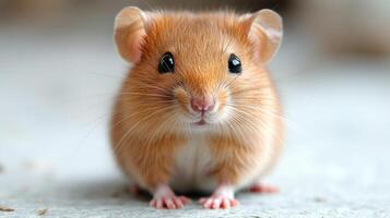 A tiny hamster curiously peeking around its cozy environment, full of charm photo