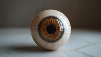 An artificial eye reflects stunning craftsmanship and intricate color variations photo