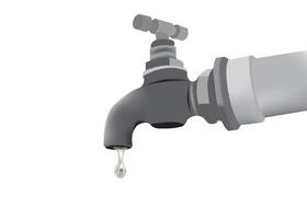 A water faucet with a dripping water stream vector