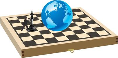 A chess board with a globe on it vector