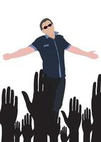 A man is standing in front of a crowd of people vector