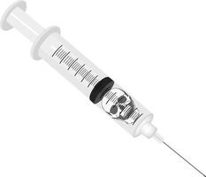 An injection with a skull on it vector