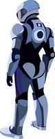 A cartoon robot standing with his back to the camera vector