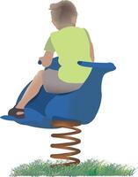 A boy sitting on a swing vector