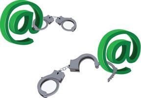 Two handcuffs and an email symbol vector