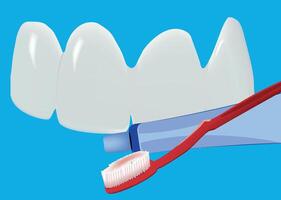 A toothbrush and toothpaste on a blue background vector