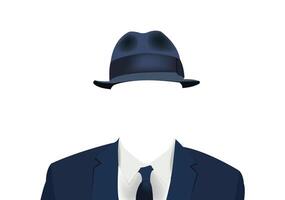 A man in a suit and tie with a hat vector