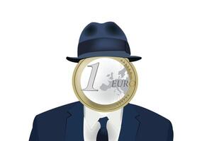 A man wearing a suit and hat with a euro coin vector