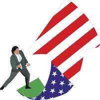 A man in a suit is running on a flag vector