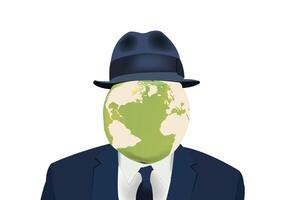 A man in a suit and tie with a hat on his head vector