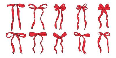 A row of pink bows are shown in various positions vector