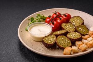 Hearty delicious fried falafel made from chickpeas, cumin, hummus with salt and spices photo