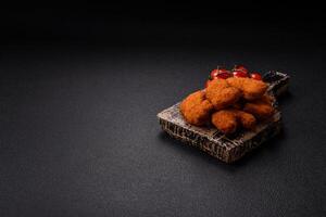 Delicious fresh crispy chicken nuggets, unhealthy food, fast food photo