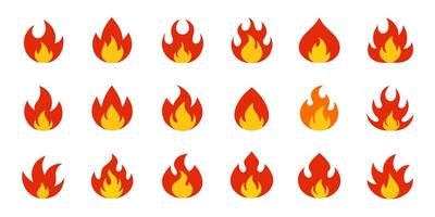 Diverse Flaming Elements Icon Pack for Industrial and Tech Use vector