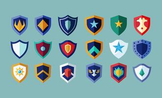 Set of Colorful Shield Icons for Trendy Badge and Protection Symbol Design vector