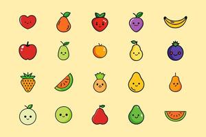 Fresh Fruits Icons Collection for Food Apps and Branding vector