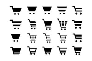 Set of Shopping cart icon. Black Icons isolated on a White Background. vector