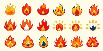 Minimalistic Fire Icons Set for Infographics and Presentations vector