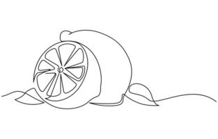 Continuous one line drawing of lemon vector
