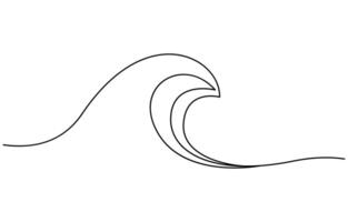One single line simple ocean wave drawing vector