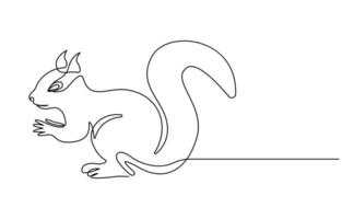 Single continuous line drawing of luxury squirrel vector