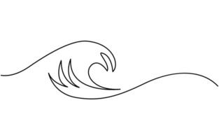 Sea wave continuous line drawing illustration vector