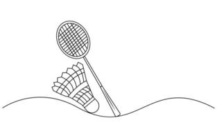 Continuous line drawing of badminton vector