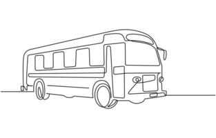 Continuous one line drawing of tourist bus vector