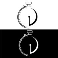 A stopwatch icon on a black and white background vector