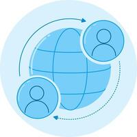 A globe with two people connected to it vector