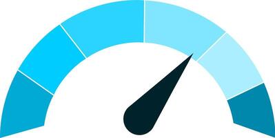 A speedometer with a blue and black arrow pointing to the left vector