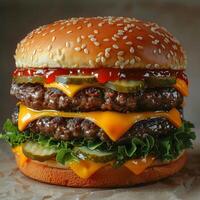 Photo of a beef burger sandwich