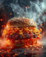 Photo of a beef burger sandwich