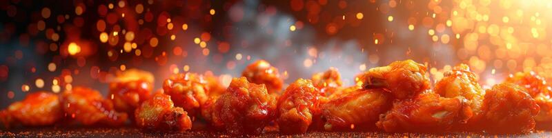 Panorama photo of a chicken wings