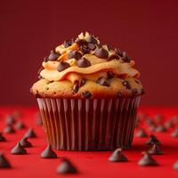 Photo of a cupcake with solid colors in background