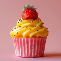 Photo of a cupcake with solid colors in background