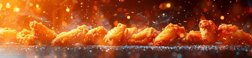 Panorama photo of a chicken wings