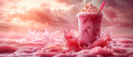 Photo of a cup of ice cream with cream splash