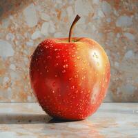 Photo of a apple fruite with marble background