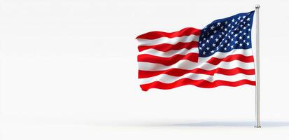 Waving American flag on a clear backdrop. The American flag flutters gracefully against a plain background, showcasing its distinctive stars and stripes. photo