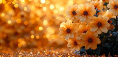 A close up of a bouquet of orange flowers. The flowers are arranged in a vase and are surrounded by a sandy background. Concept of warmth and happiness photo
