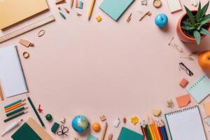 flat lay assortment education day elements with copy space photo