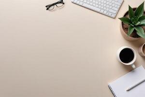flat lay desk concept with copy space photo