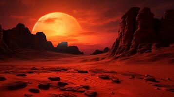 An alien landscape with rocks and sand photo