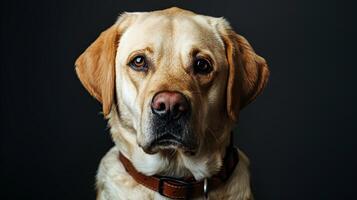 A dog with brown eyes and a collar photo