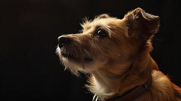 A dog is looking up at the sky photo
