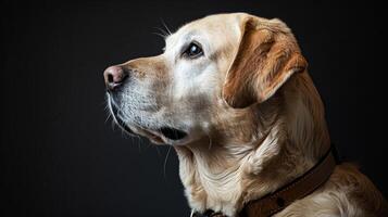 A dog is looking up at something photo